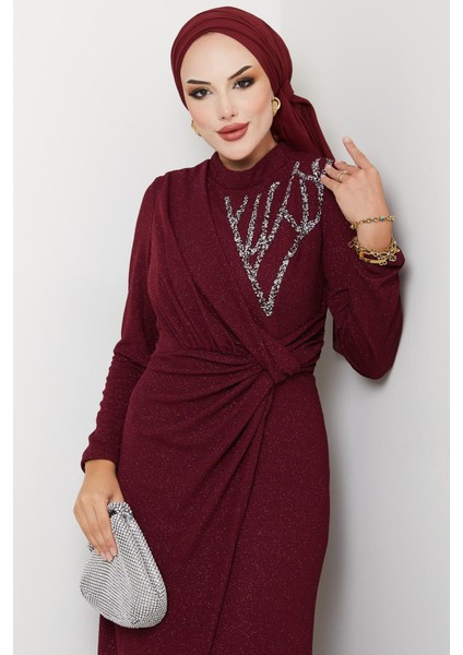 Eylül Tesettür Abiye Bordo fiyatları
