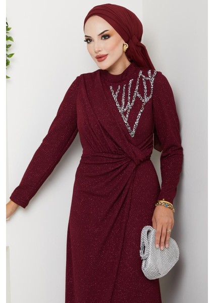 Eylül Tesettür Abiye Bordo indirimleri