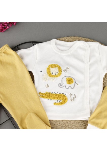 Pamuklu Aslan Nakışlı 3'lü Zıbın Erkek Set indirimleri