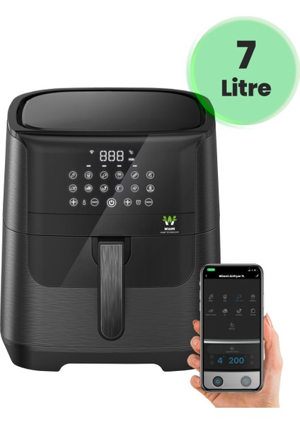 7 Litre Akıllı Yağsız Fritöz, Siyah, Sağlıklı Pişirme Keyfi