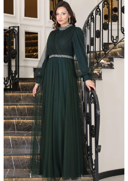 Sena Tesettür Abiye Zümrüt modelleri