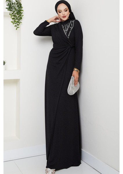Eylül Tesettür Abiye Siyah modelleri