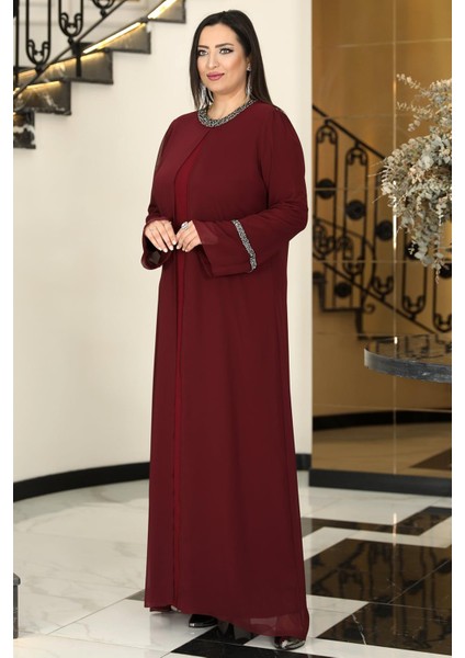 Sultan Tesettür Abiye Bordo modelleri