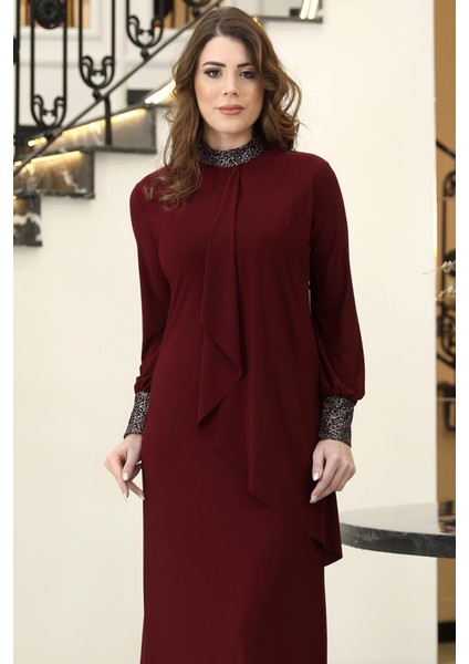 Efsane Candy Tesettür Elbise Bordo fiyatları