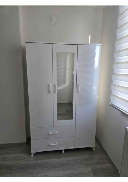 geniş Iç Hacimli 3 Kapaklı Gardırop – Aynalı & 2 Çekmeceli Model fiyatları
