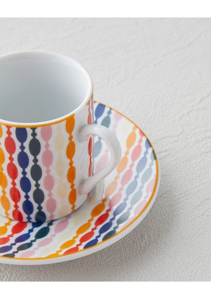 4 Parça Renkli Kahve Fincan Takımı, 80 Ml, 2 Kişilik, Ekru fırsatları