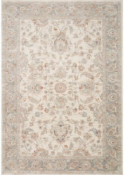 Efes 04 Cream Grey Xw Geleneksel Vintage Desenlerine Sahip Özel Yumuşak Tuşeli Iplik ile Üretilen Halı