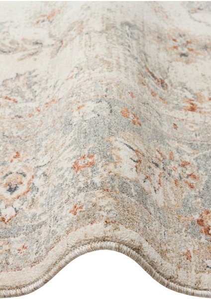 Efes 04 Cream Grey Xw Geleneksel Vintage Desenlerine Sahip Özel Yumuşak Tuşeli Iplik ile Üretilen Halı