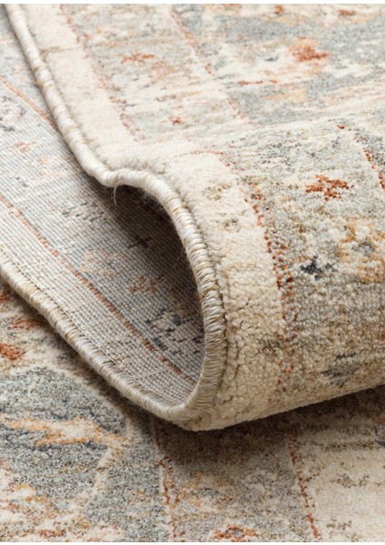 Efes 04 Cream Grey Xw Geleneksel Vintage Desenlerine Sahip Özel Yumuşak Tuşeli Iplik ile Üretilen Halı