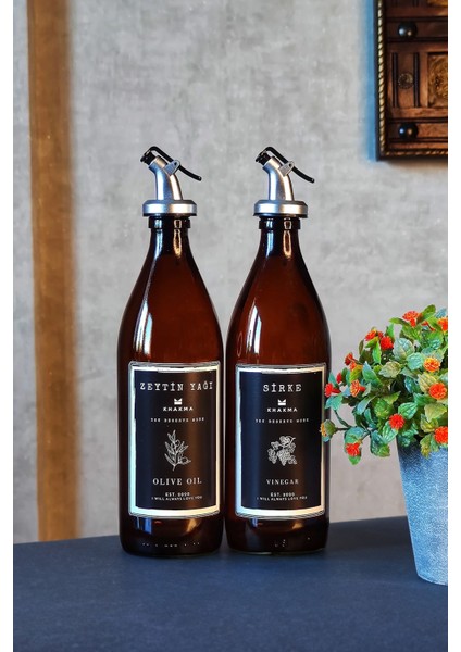 2'li 500 ml Zeytinyağı ve Sirke Şişesi, Yağlık Seti
