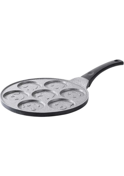 Gülen Yüz Desenli Dayanıklı Granit Pankek ve Krep Tavası, Mutfağınıza Neşe Getirir