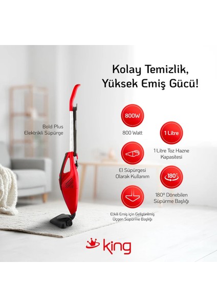 800 W Güçlü Dikey Elektrikli Süpürge Beyaz Renk modelleri
