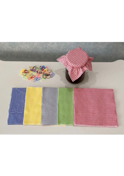 50 Adet Renkli Pötikare Kavanoz Kapağı ve Bağlama Lastiği Seti fiyatları