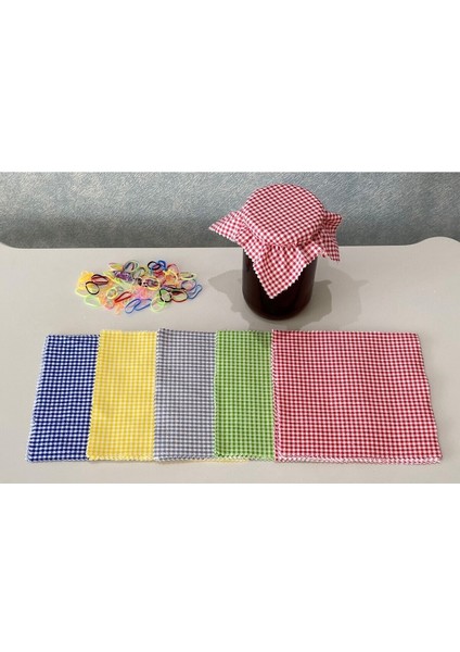 50 Adet Renkli Pötikare Kavanoz Kapağı ve Bağlama Lastiği Seti indirimleri