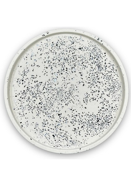 Dekoratif Terrazzo Yuvarlak Tepsi 26 cm Beton Mermer Desenli Sunumluk Organizer Tepsi Marble modelleri