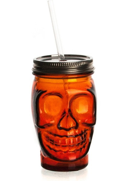 Turuncu Renkli Pipetli 450 cc Bardak, Renkli ve Şık Tasarım