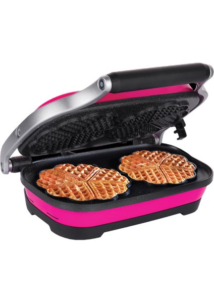 Pembe Retro Çiftli Waffle Makinesi, Pratik ve Şık Tasarım fırsatları