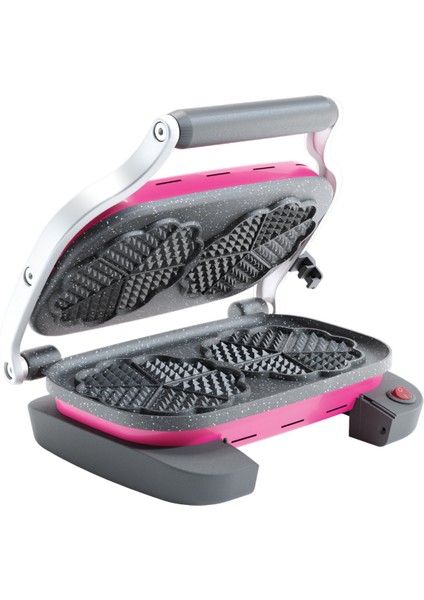 Pembe Retro Çiftli Waffle Makinesi, Pratik ve Şık Tasarım indirimleri