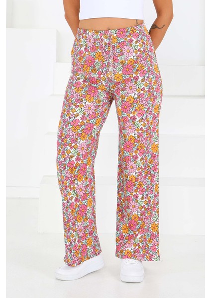 Desenli Beli Lastikli Bürümcük Pantolon Pembe - 27681 fiyatları