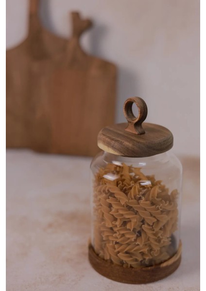 Akasya Kapaklı Cam Kavanoz 1100 Ml, Kahverengi, Sağlam ve Şık Saklama Kabı