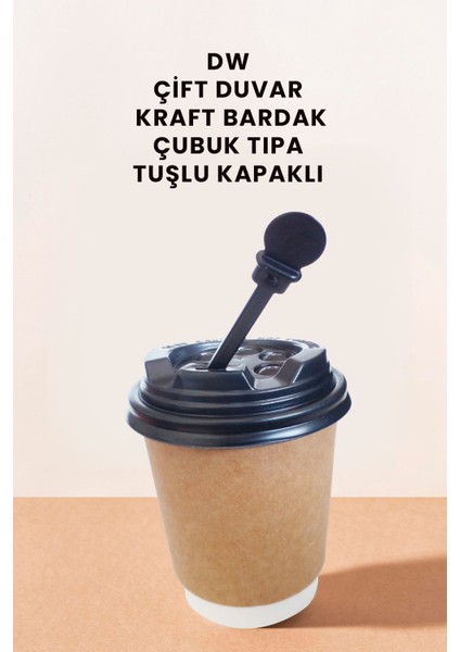 Kraft Karton Kapaklı Çift Duvarlı 8 Oz Sıcak Içecek Bardağı 25 Adet