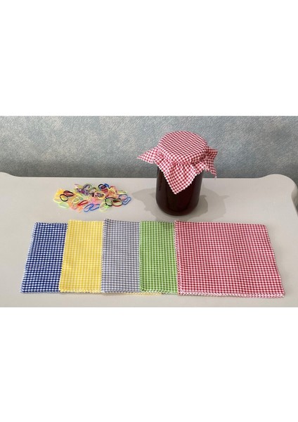 50 Adet Renkli Pötikare Kavanoz Kapağı ve Bağlama Lastiği Seti fırsatları