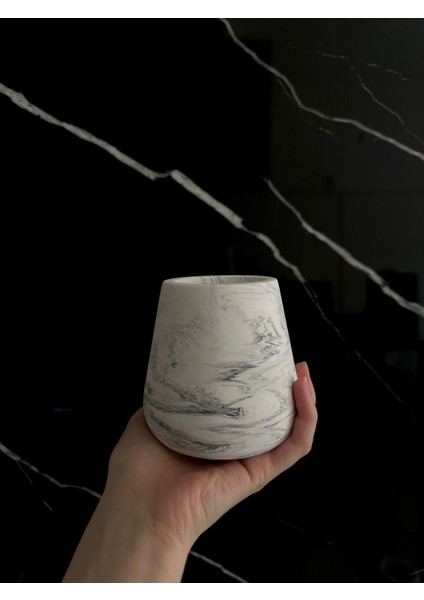 Beton Kalemlik Dekoratif Aksesuar El Yapımı Diş Fırçalık Minik Vazo