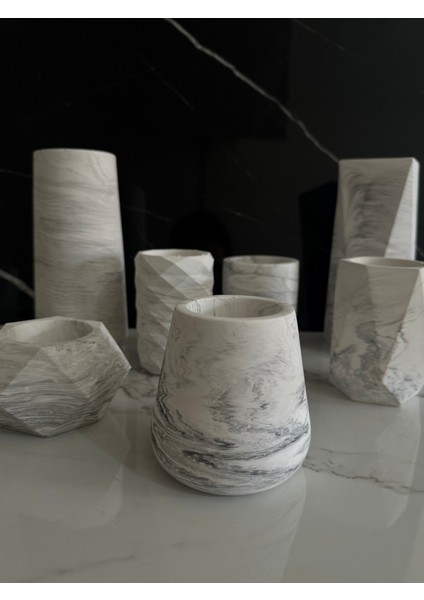 Beton Kalemlik Dekoratif Aksesuar El Yapımı Diş Fırçalık Minik Vazo