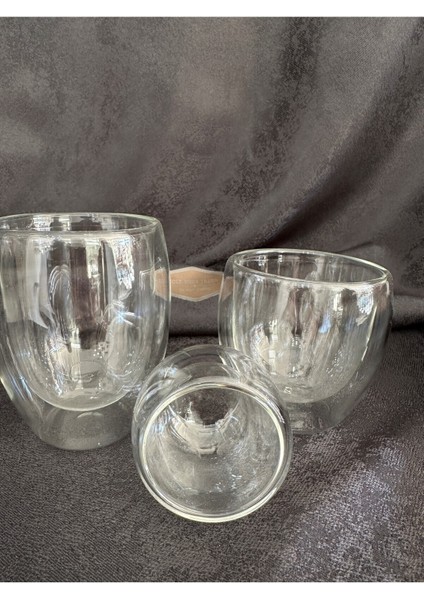 Çift Cidarlı Kahve Bardak Seti, 3 Adet, Şık ve Kullanışlı Hediye Seçeneği