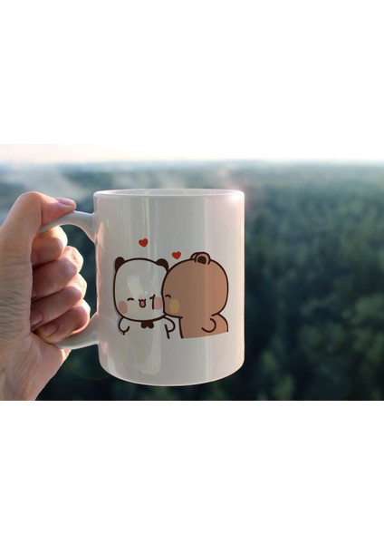 2'li Seramik Kahve ve Çay Kupası Seti, Özel Baskılı, Beyaz, Şık ve Kullanışlı