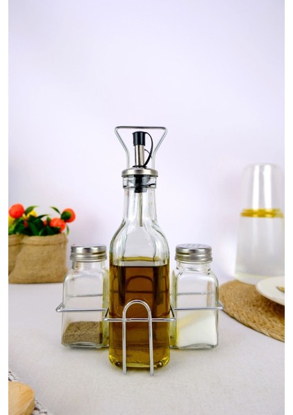 Metal Standlı Cam Yağlık ve Baharatlık Seti, Şık ve Kullanışlı Tasarım. fiyatları
