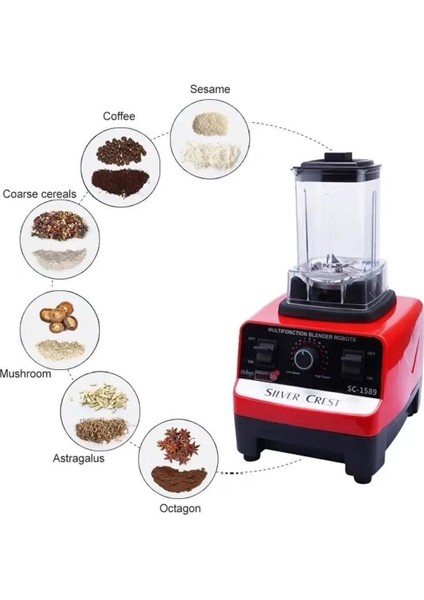 Güçlü 7000W 2.5+1l Meyve Sebze Blender Seti, Kırmızı fiyatları