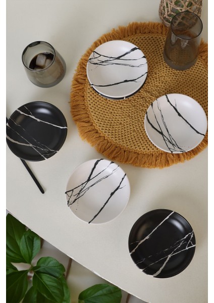 Renkli Mermer Çerezlik 13 cm 6'lı Set, Şık ve Kullanışlı Ev Dekorasyonu Aksesuarı