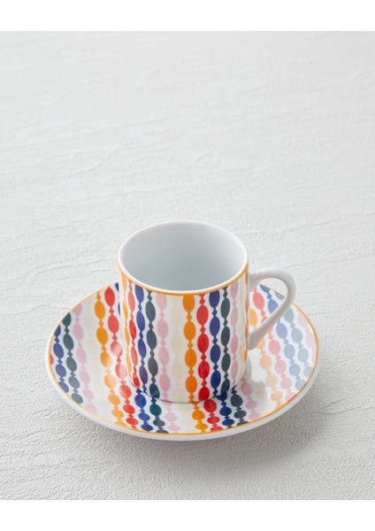 Renkli 4 Parça 2 Kişilik Kahve Fincan Takımı, 80 Ml, Ekru modelleri