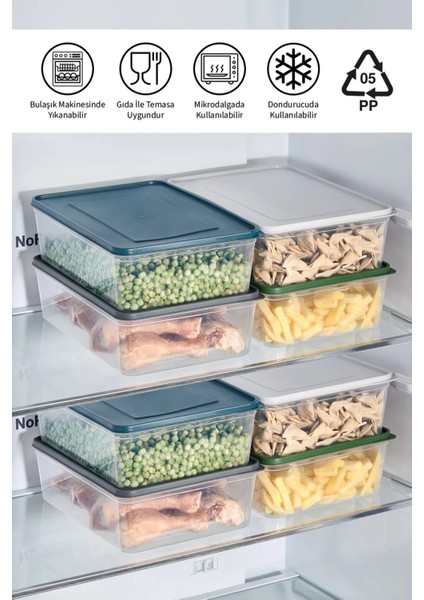 Beyaz 4'lü Saklama Kabı Seti, Mikrodalga ve Derin Dondurucu Uyumlu, 16.000 ml fırsatları