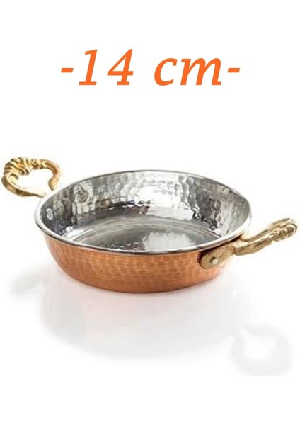 Kalın Bakır Tek Kişilik Sahan, Yumurta, Menemen ve Kuymak Için 14 cm