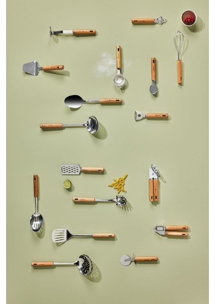 Akasya Ağacı Saplı Paslanmaz Çelik Makarna Kaşığı, 30 Cm, Kahverengi fiyatları