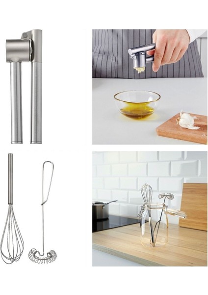 2'li Çırpıcı ve Çelik Sarımsak Ezici Seti, Pratik Mutfak Araçları