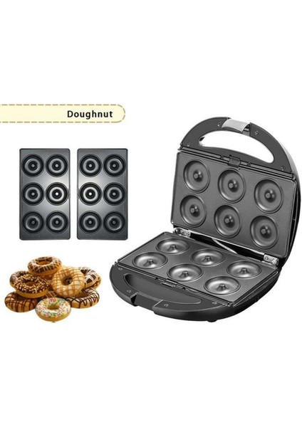 6'lı Çok Fonksiyonlu Tost, Waffle, Donut, Kurabiye, Sandviç Makinesi Siyah modelleri