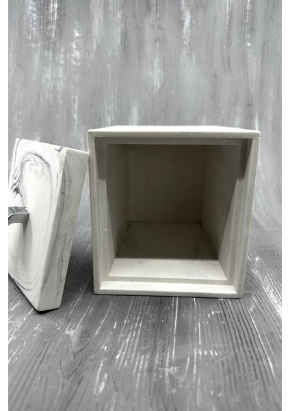Mermer Desenli Banyo Tuvalet Wc Mini Boy Beton Çöp Kovası 2 Litre fırsatları