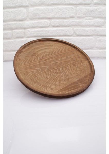 Bej Çok Amaçlı Yuvarlak Ahşap Yükseltici Sunum ve Düzenleme Standı