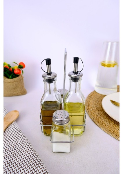Metal Standlı Cam Yağlık ve Baharatlık Seti, Şık ve Kullanışlı Tasarım. modelleri