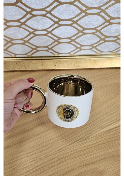 Şık Beyaz Porselen Altın Detaylı Kupa 250 Ml, Zarif ve Dayanıklı Tasarım modelleri