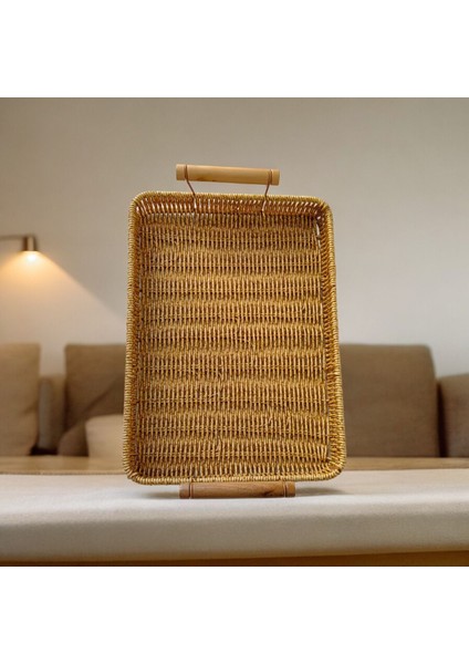 Haki Dikdörtgen Rattan Tepsi, 35X25 Cm, Şık Sunum ve Dekorasyon Için Ideal fiyatları