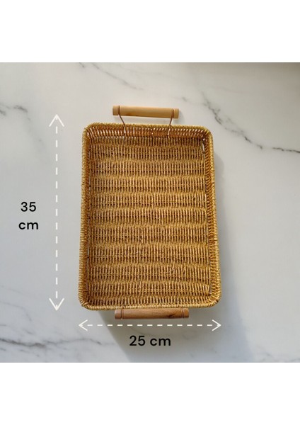Haki Dikdörtgen Rattan Tepsi, 35X25 Cm, Şık Sunum ve Dekorasyon Için Ideal modelleri