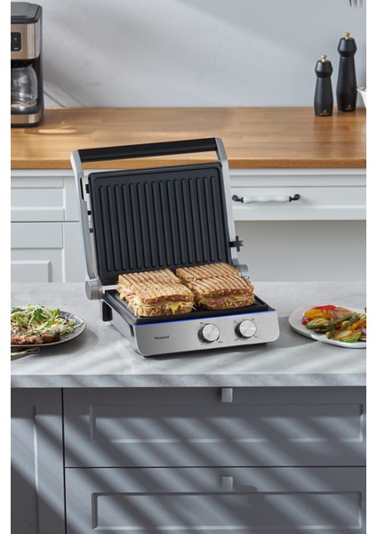 Paslanmaz Gövdeli Döküm Plakalı Tost ve Izgara Makinesi