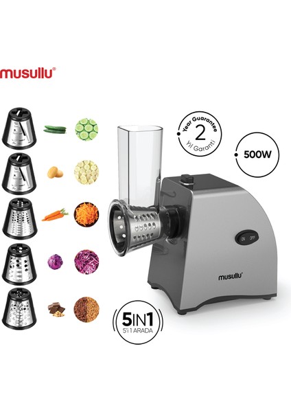 Çok Fonksiyonlu Otomatik Rende ve Doğrayıcı, Gri Renk, Pratik Kullanım.