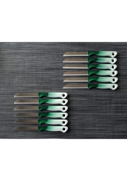 Ebruli Yeşil-Beyaz Meyve ve Sebze Bıçağı 12'li Set