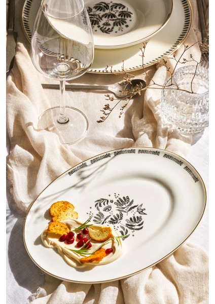 Beyaz 25 cm Bone Kayık Tabak, Şık ve Kullanışlı Ev ve Davet Ürünleri