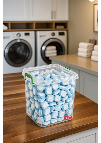 2'li Mega Boy 8 Lt Şeffaf Kilit Kapaklı Deterjan Saklama Kabı, Turuncu Renk fiyatları